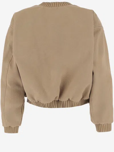 We11 Done Beige Cotton-blend Bomber Jacket In Brown