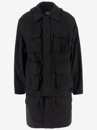 We11 Done Padded Utility Jacket With Hood In Black