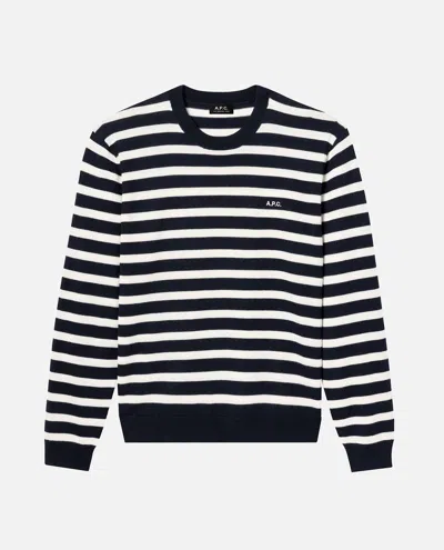 Apc A.p.c. Crewneck Sweater With Classic Striped Pattern In Black