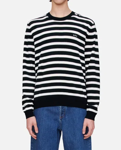 Apc A.p.c. Crewneck Sweater With Classic Striped Pattern In Black