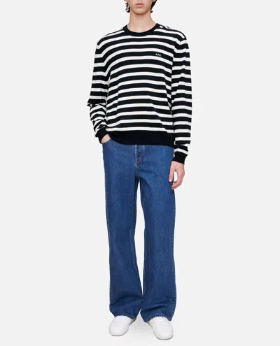 Apc A.p.c. Crewneck Sweater With Classic Striped Pattern In Black