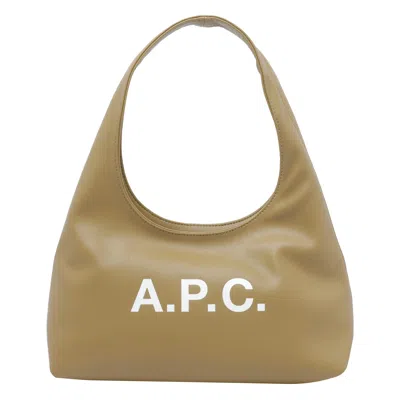 Apc Smooth Structured Shoulder Bag With Bold Logo In Green