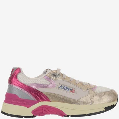 Autry Low Hyperway Sneakers With Mesh Panels And Metallic Accents In Neutral