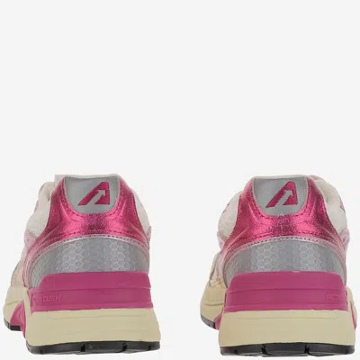 Autry Low Hyperway Sneakers With Mesh Panels And Metallic Accents In Neutral