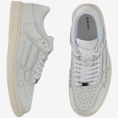 Amiri Skel Top Low White Sneakers With Skeleton Patch In Leather Man