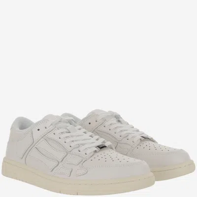 Amiri Skel Top Low White Sneakers With Skeleton Patch In Leather Man