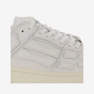 Amiri Skel Top Low White Sneakers With Skeleton Patch In Leather Man