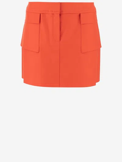 Tory Burch Stretch Cotton Skirt In Orange