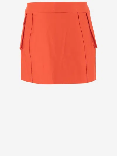 Tory Burch Stretch Cotton Skirt In Orange