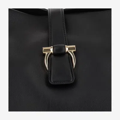 Ferragamo Black Calf And Fabric