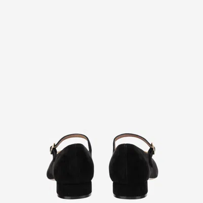 Ferragamo Suede Gancini Heeled Ballerina With Gold Hardware In Black