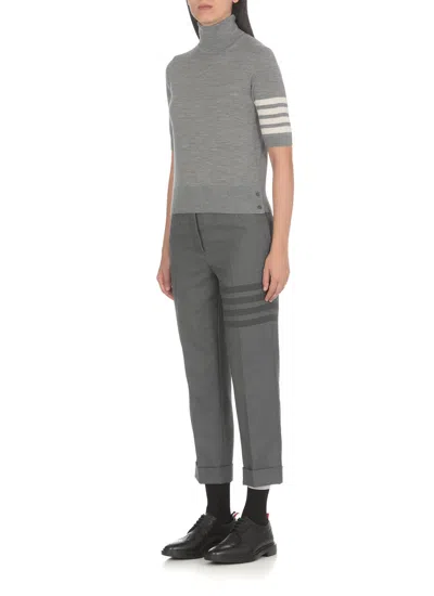 Thom Browne 4- Bar Virgin Wool Sweater In Grey