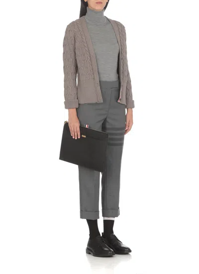 Thom Browne 4- Bar Virgin Wool Sweater In Grey