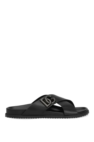 Dolce & Gabbana Calfskin Sandal In Black