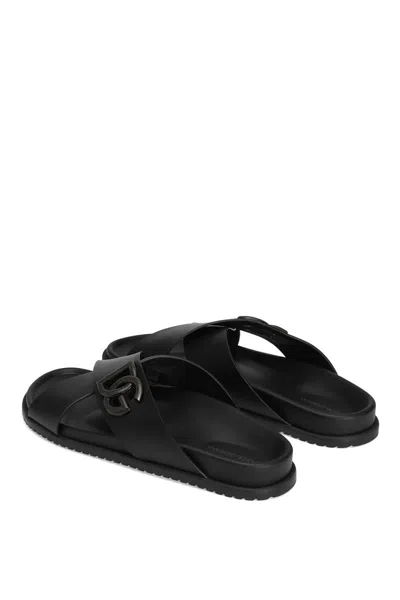 Dolce & Gabbana Calfskin Sandal In Black