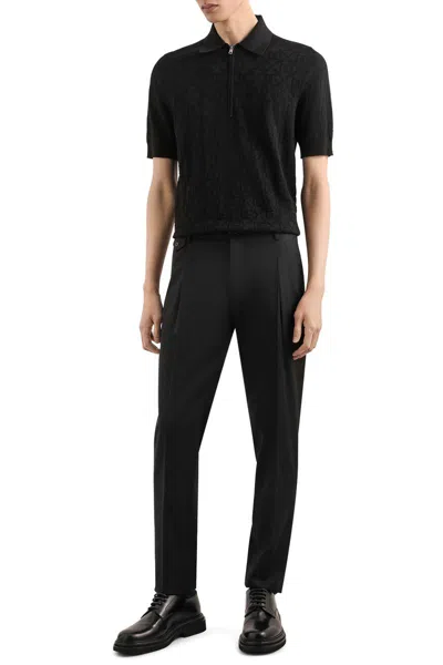 Dolce & Gabbana Silk Polo Shirt In Black