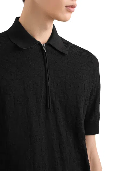 Dolce & Gabbana Silk Polo Shirt In Black