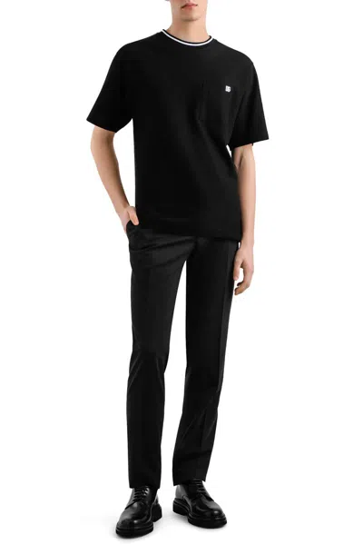 Dolce & Gabbana Cotton Piqué T-shirt With Contrasting Collar In Black