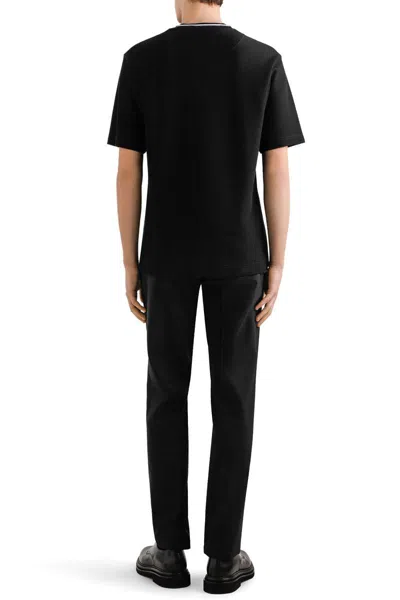 Dolce & Gabbana Cotton Piqué T-shirt With Contrasting Collar In Black