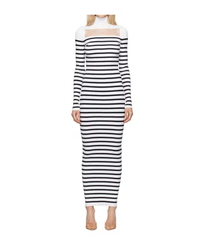 Jean Paul Gaultier High Neck Striped Dress In Multi