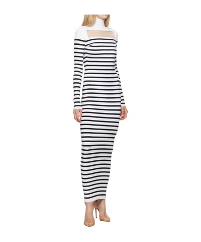 Jean Paul Gaultier High Neck Striped Dress In Multi