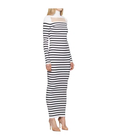 Jean Paul Gaultier High Neck Striped Dress In Multi