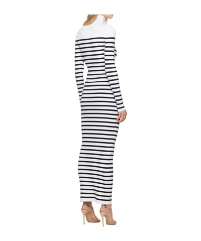 Jean Paul Gaultier High Neck Striped Dress In Multi