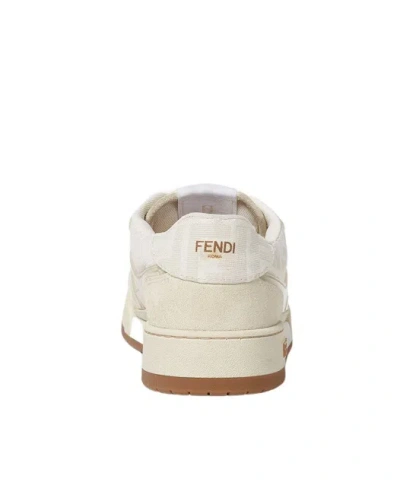 Fendi Match Ff Jacquard And Leather Sneakers In Neutral