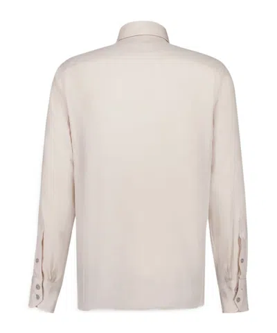 Tom Ford Classic Button-down Shirt With Structured Collar In Neutral
