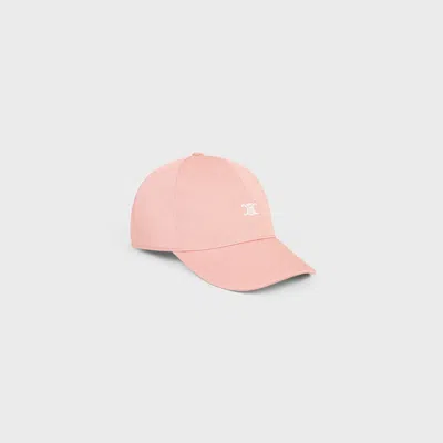Celine Triomphe Baseball Cap In Gabardine Coton Washed In Pink