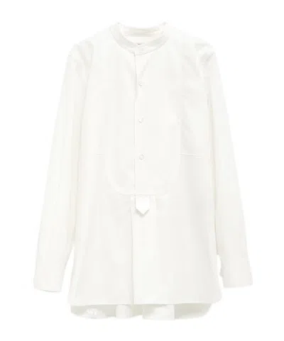 Bottega Veneta Relaxed Fit Long Sleeve Shirt With Plastron In White