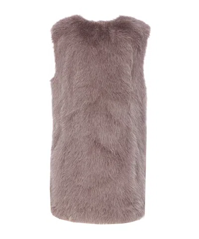 Herno Grey Sleeveless Vest With Concealed Closure On The Front In Ecofur Woman In Brown