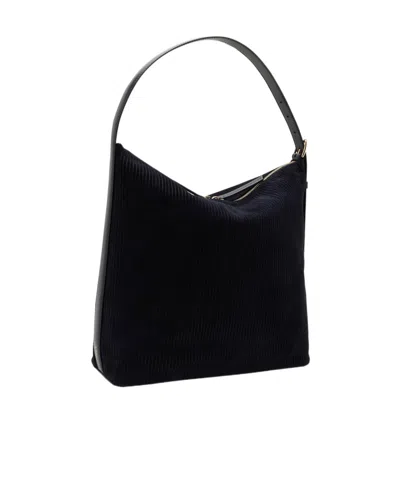 Apc A.p.c. Square Corduroy Shoulder Bag In Black