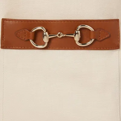 Gucci Linen Mini Dress Bow Detail In Neutral