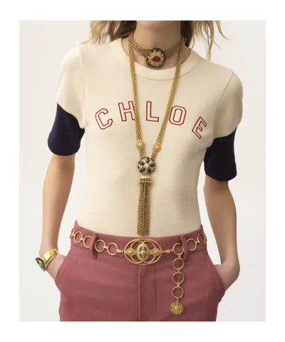 Chloé Chloe' Women Fitted Logo T-shirt In White