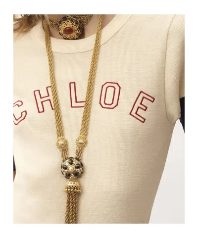 Chloé Chloe' Women Fitted Logo T-shirt In White