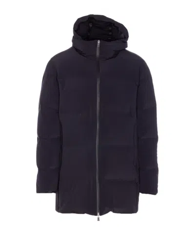 Herno New Impact Medium Weight Hooded Down Jacket In Blue