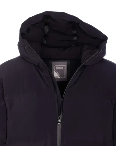 Herno New Impact Medium Weight Hooded Down Jacket In Blue