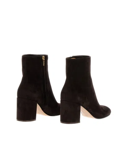 Gianvito Rossi Soft Suede Ankle Boot With Block Heel In Brown