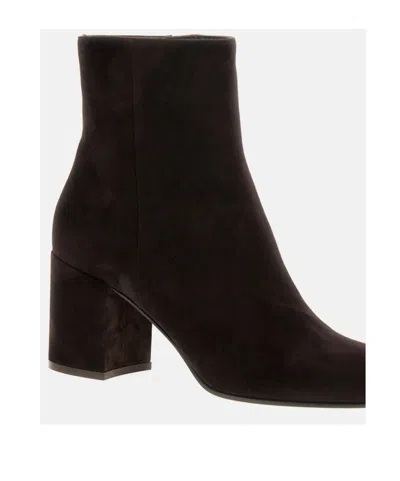 Gianvito Rossi Soft Suede Ankle Boot With Block Heel In Brown