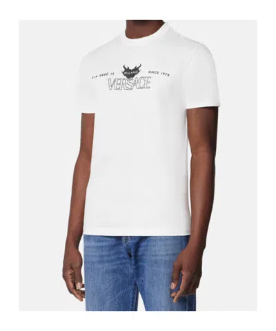 Versace Man T-shirt White Size L Cotton In White