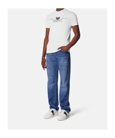 Versace Man T-shirt White Size L Cotton In White