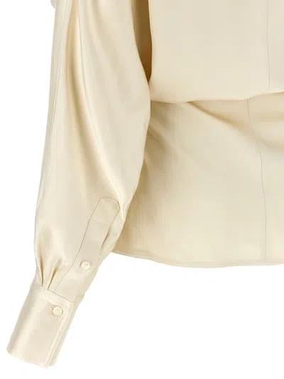 Totême Womens Ecru Wrap Notch-lapels Woven Blouse In Neutral