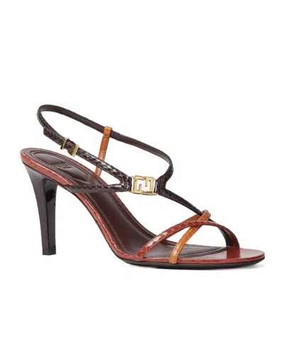 Fendi Multicolour Metallic Ayers High-heeled Sandals In Brown