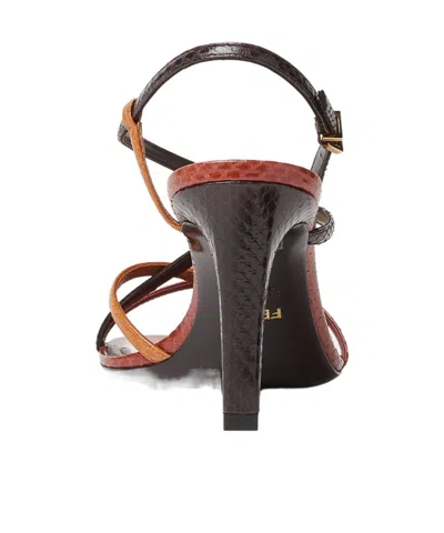 Fendi Multicolour Metallic Ayers High-heeled Sandals In Brown