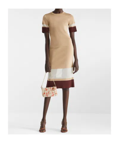 Fendi Multicolour Metallic Ayers High-heeled Sandals In Brown