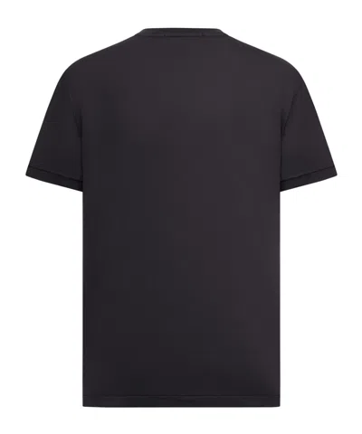 Stone Island Logo Cotton T-shirt In Black