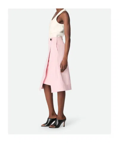 Bottega Veneta Wrap Skirt In Cotton With Asymmetric Hem In Pink