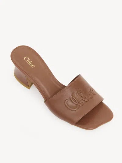 Chloé Soleil 55 Shiny Leather Mules