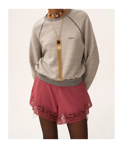 Chloé Logo Embroidered Fleece Sweatshirt